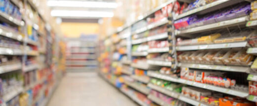 defocused of shelf in supermarket