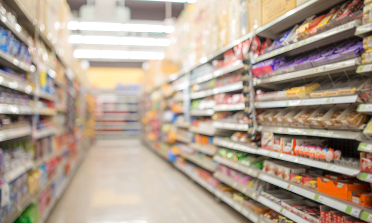 defocused of shelf in supermarket