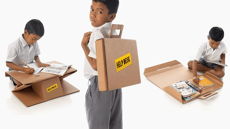 cardboard desk