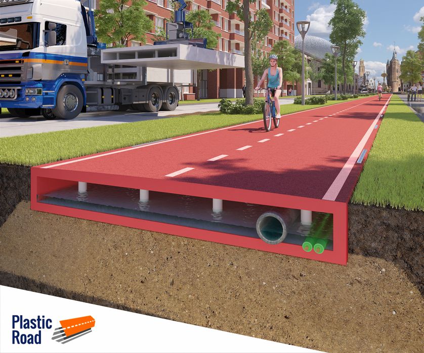 Plastic Road's recycled plastic bike path