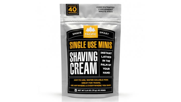 single use package of shaving cream