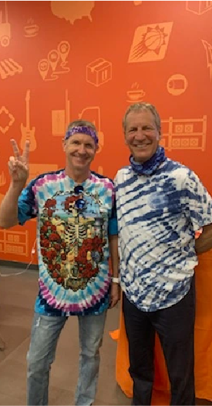 Tim and Brian Allen in hippie outfits