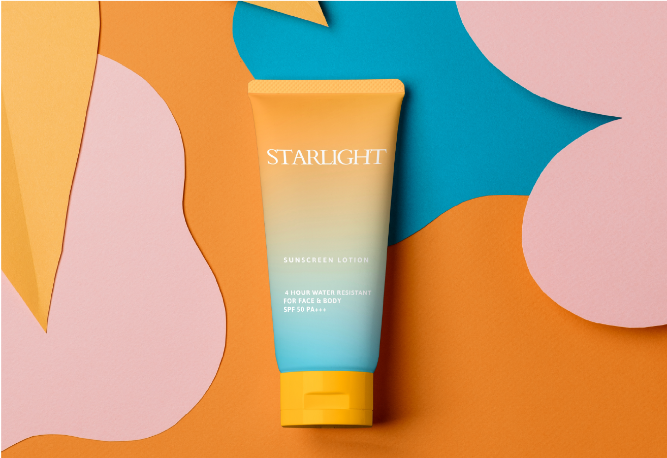 A single squeeze tube with a yellow-to-blue gradient design branded 